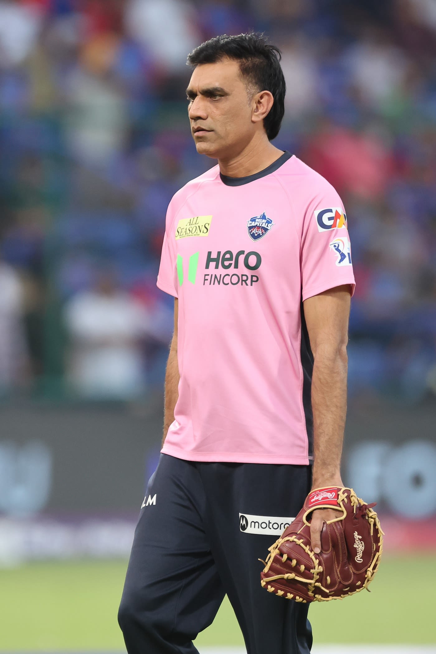 Munaf Patel, the Delhi Capitals bowling coach, keeps an eye on the training