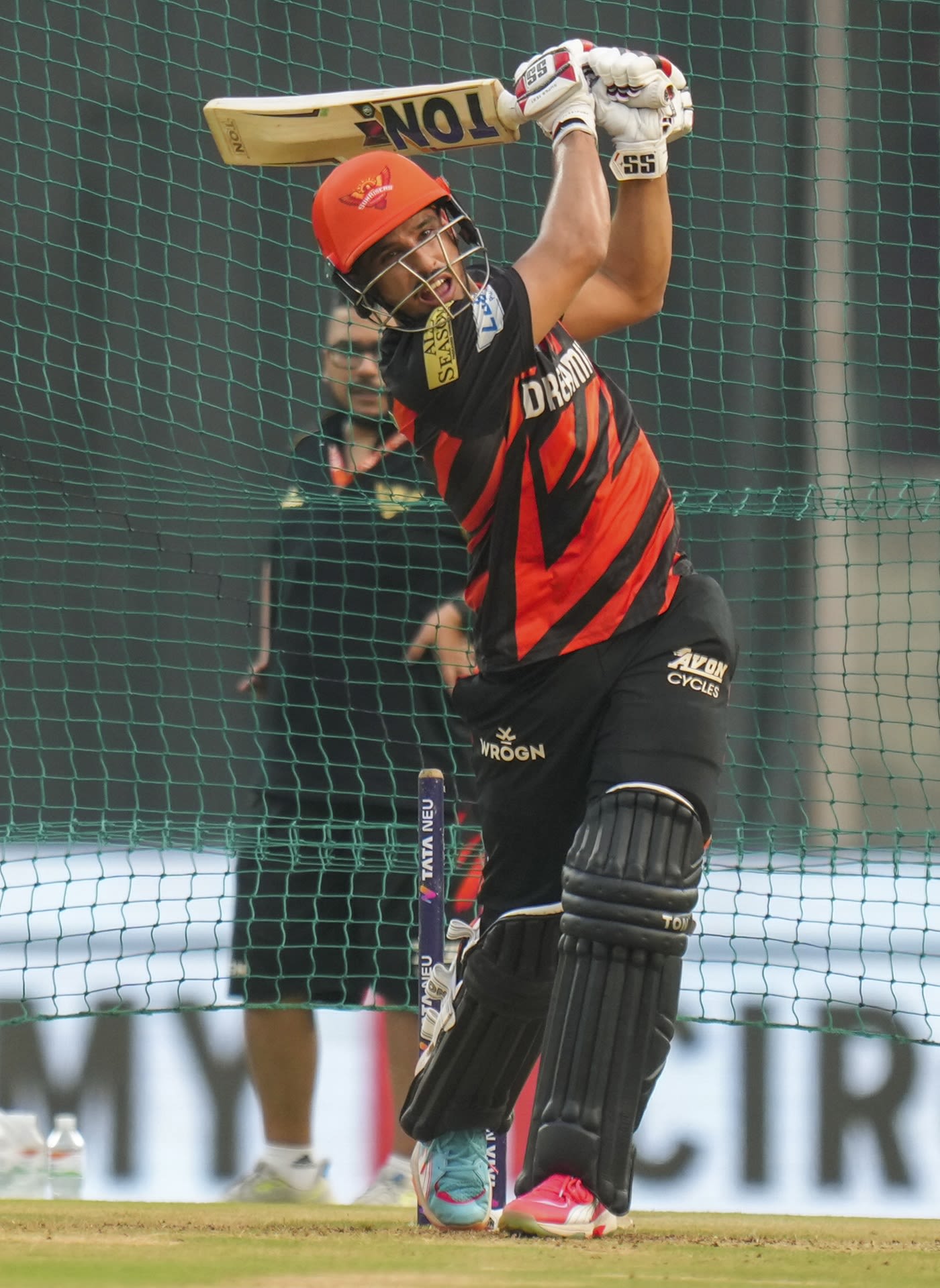 Abhinav Manohar bats at the nets