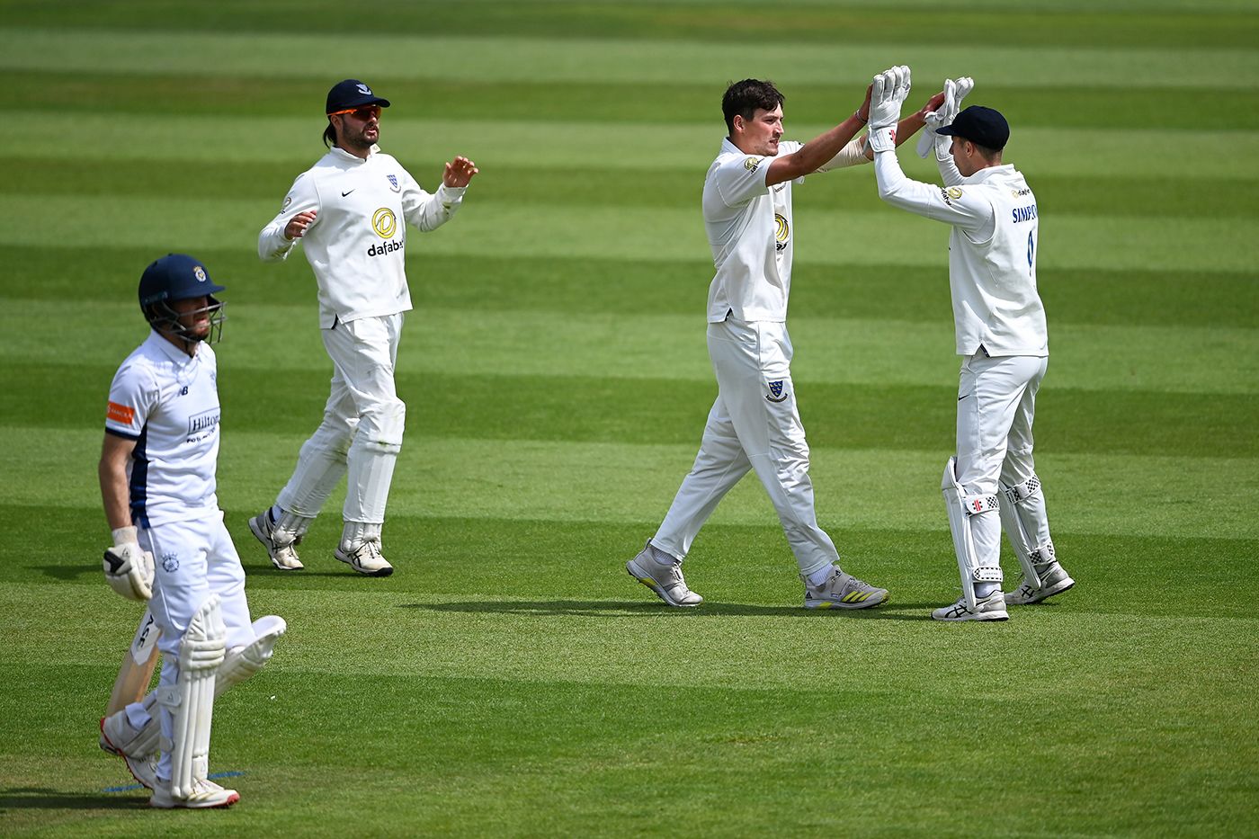 Henry Crocombe helped sweep through Hampshire with a four-wicket haul