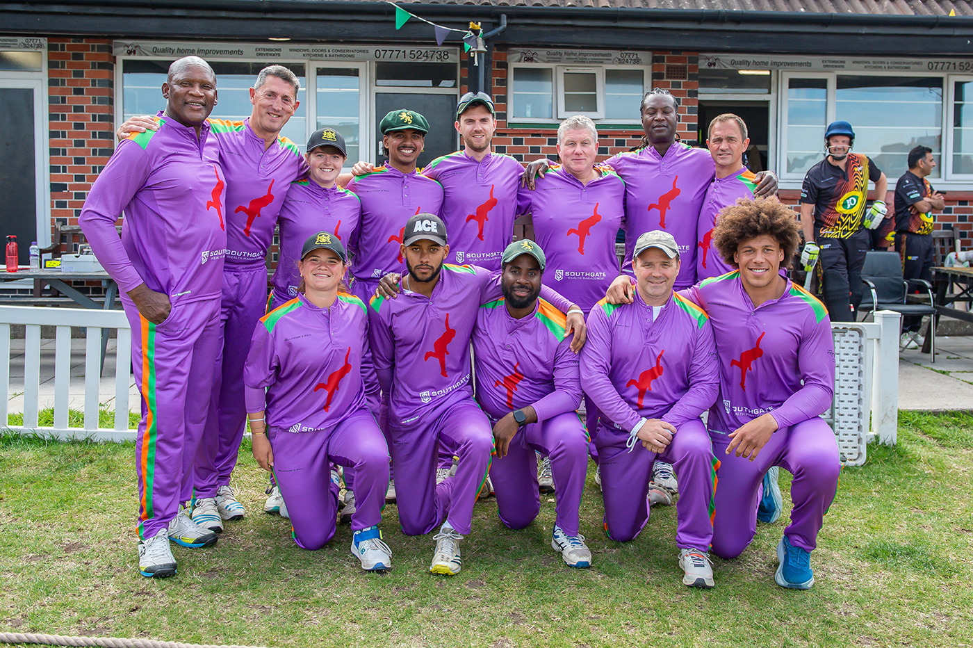 The Syd Lawrence All Stars XI, featuring former players Devon Malcolm, JJ Lewis, Martyn Ball, Norman Cowans, Tim Hancock and Matt Windows