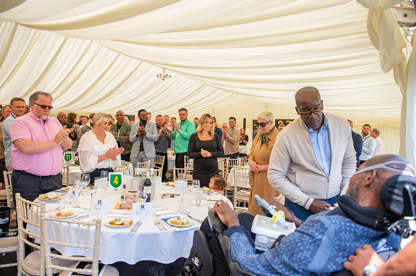 David Lawrence (right corner) at a charity event to raise money for his care and treatment for Motor Neurone Disease and for the MND Association