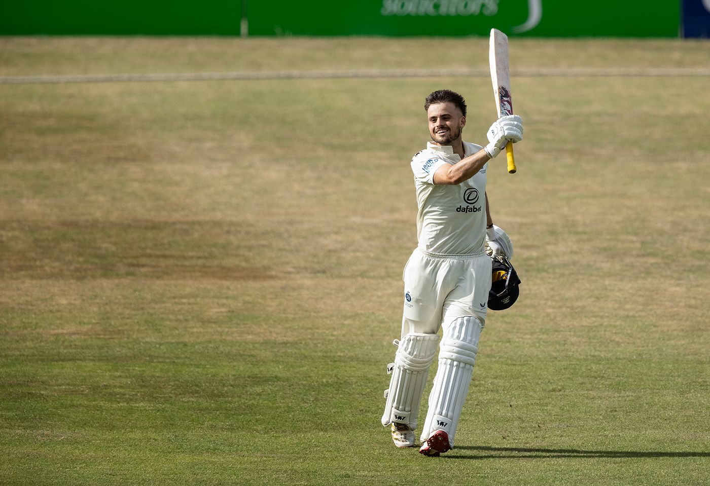 Joe Cracknell celebrates his maiden first-class hundred
