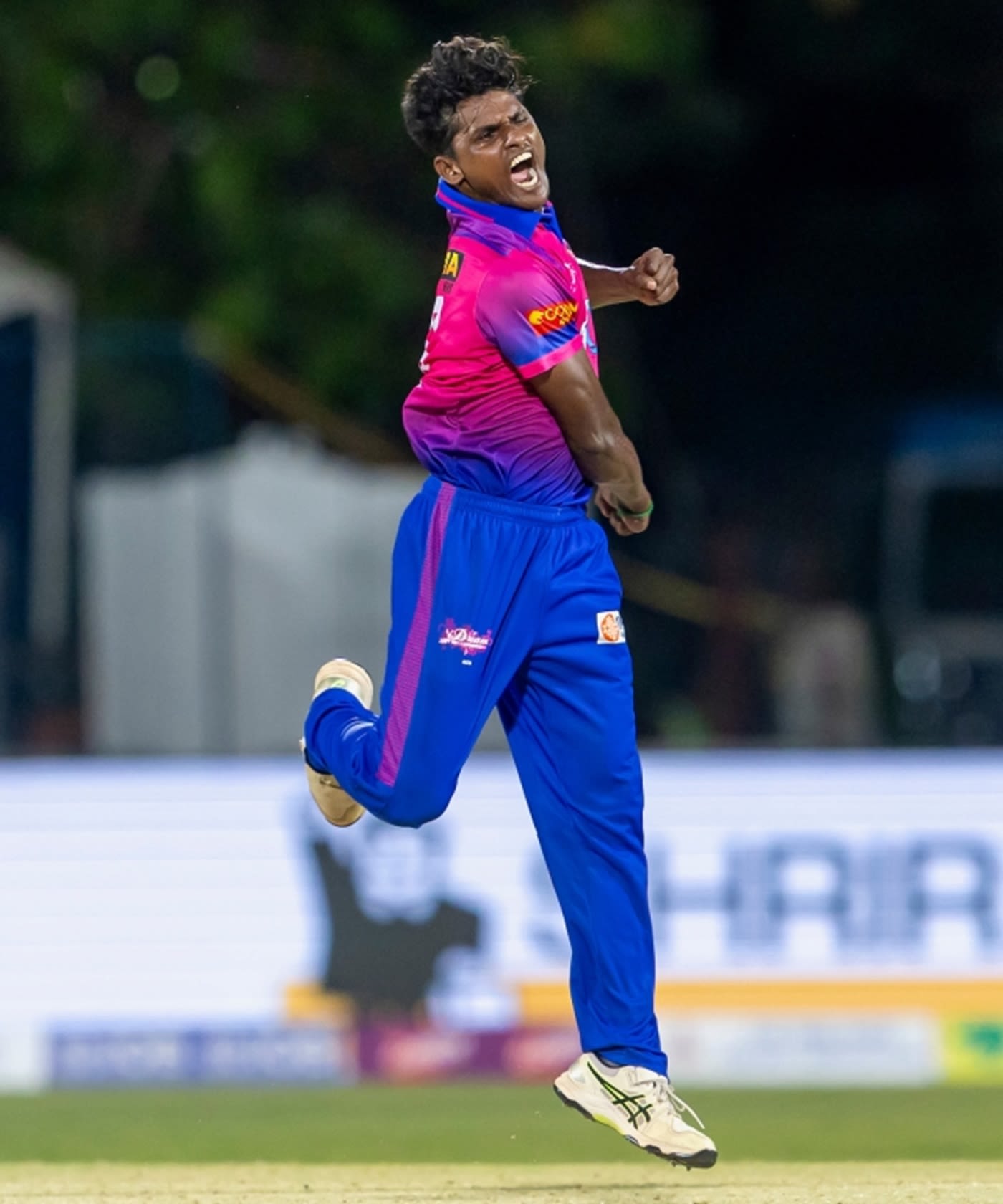 A Esakkimuthu is pumped after taking a wicket