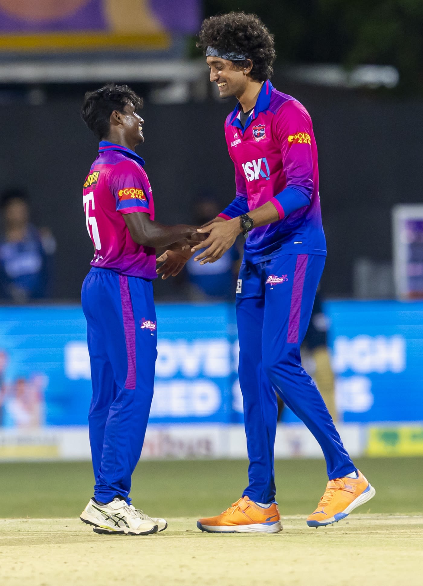 A Esakkimuthu and R Sai Kishore embrace each other