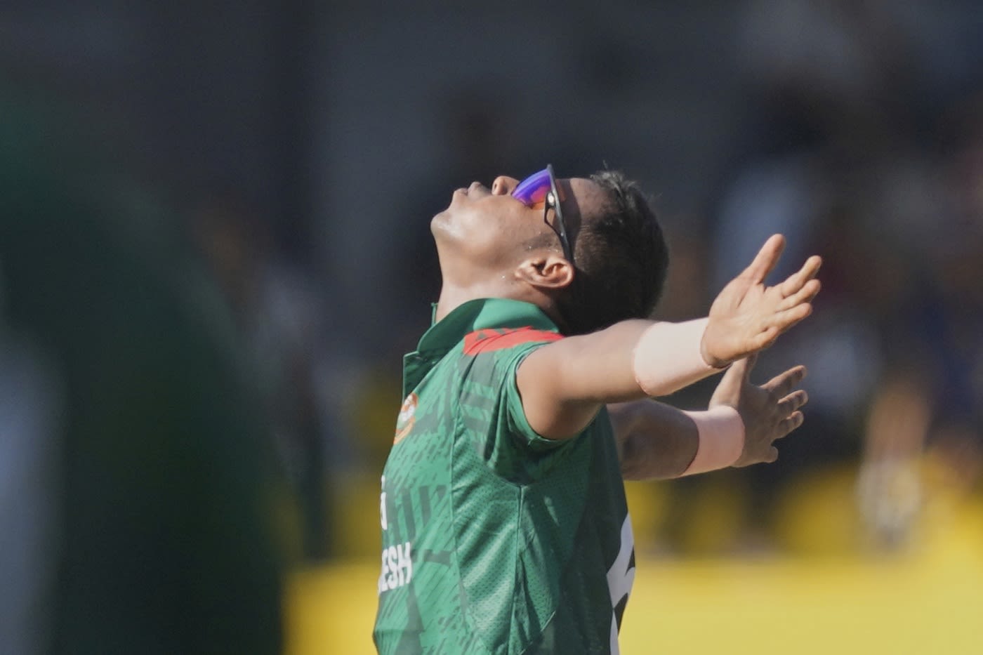 Tanvir Islam celebrates an early wicket on debut