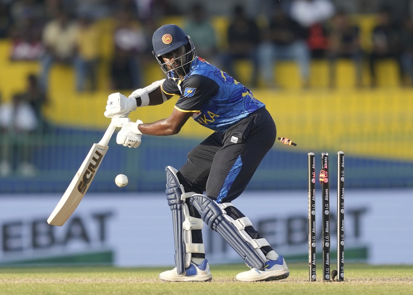 Milan Rathnayake is bowled