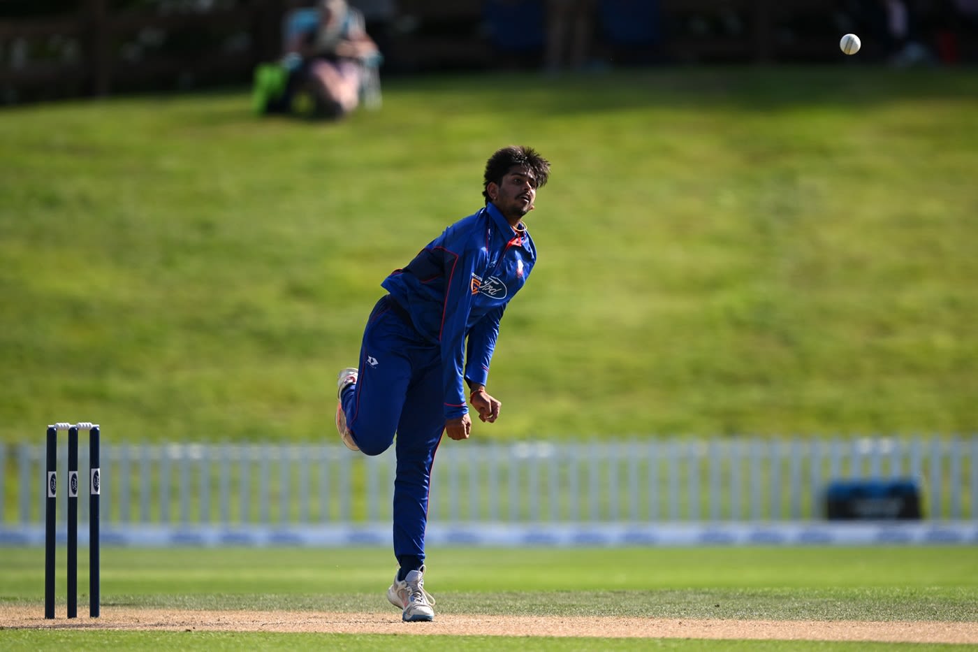 Adithya Ashok in action for Auckland in the Ford Trophy final