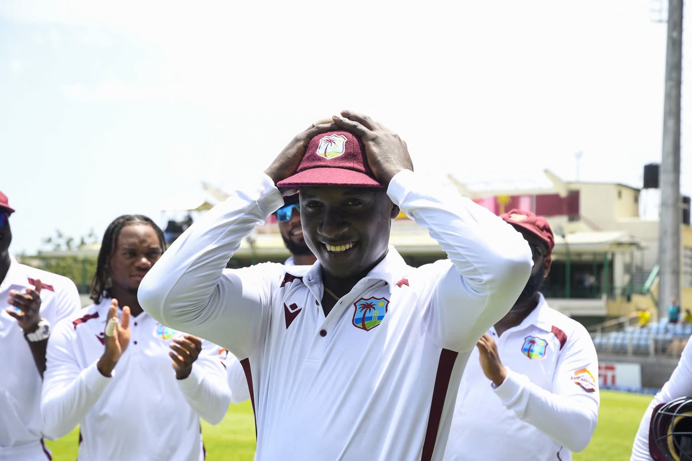Kevlon Anderson wears his Test cap