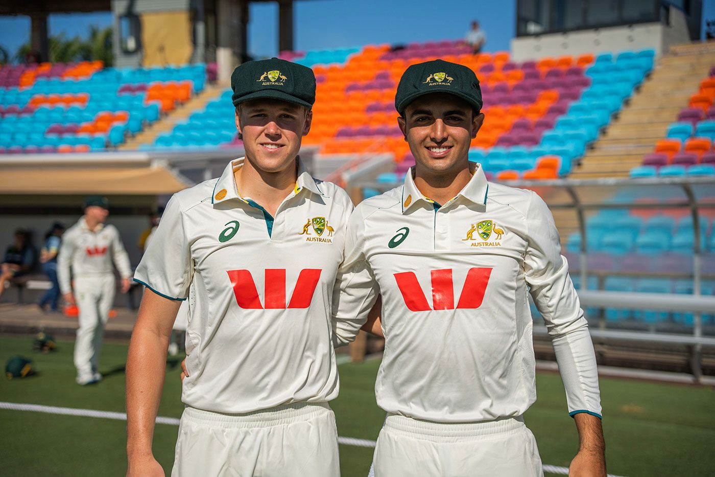 Louis Smith (left) and Zanden Jeh made their first-class debuts for Australia A