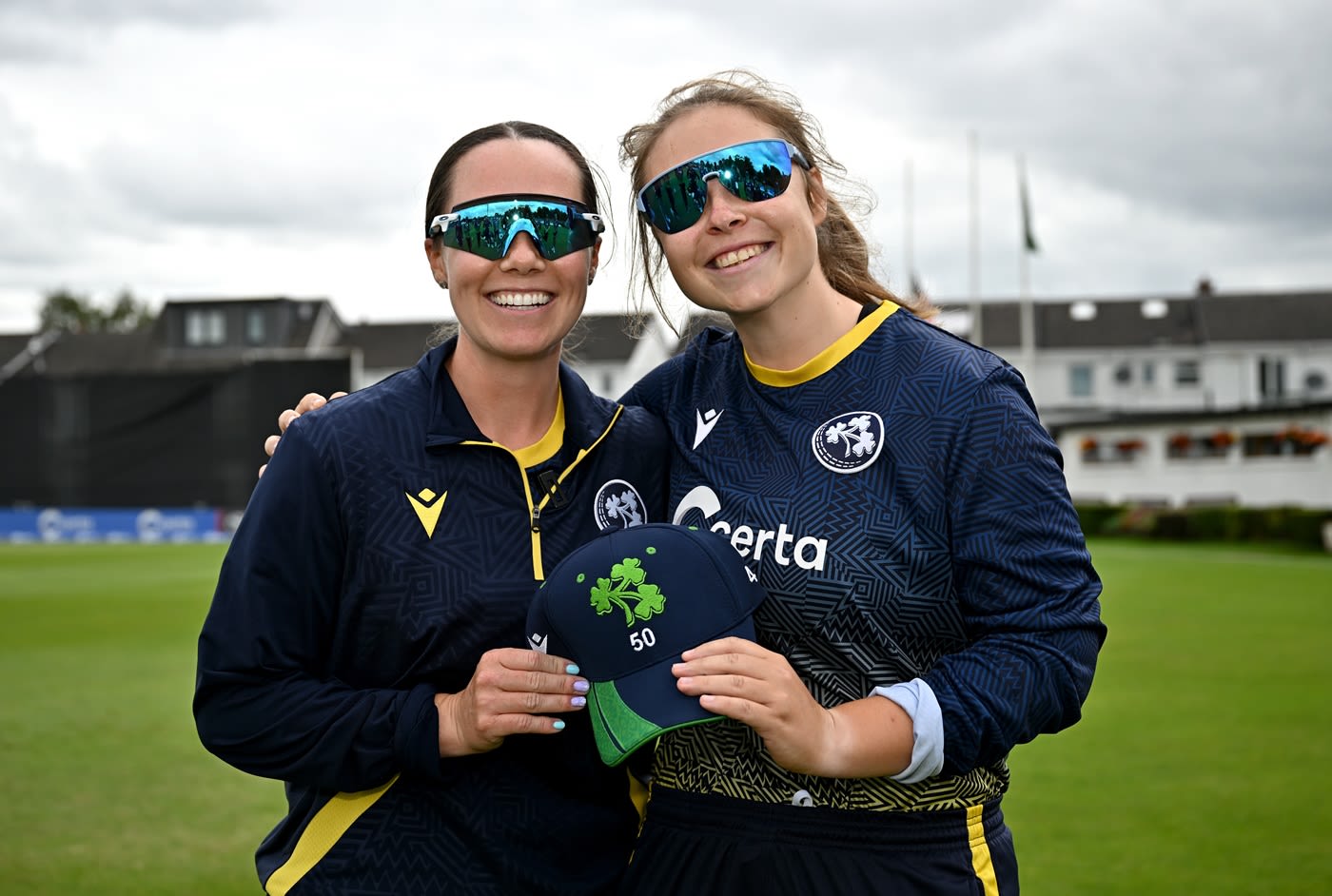 Laura Delany presents Cara Murray her 50th T20I cap