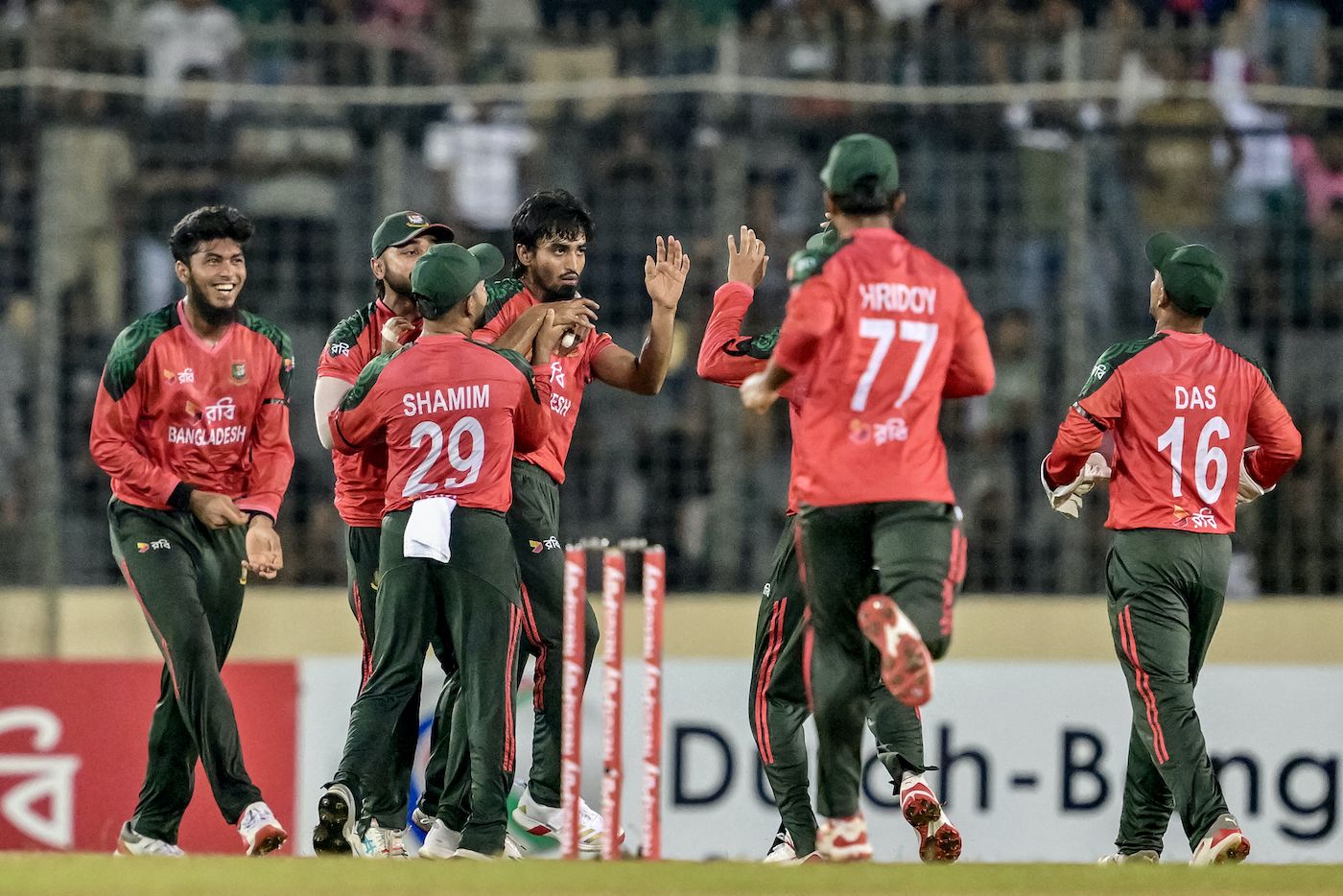 Tanzim Hasan Sakib made it five down in the powerplay