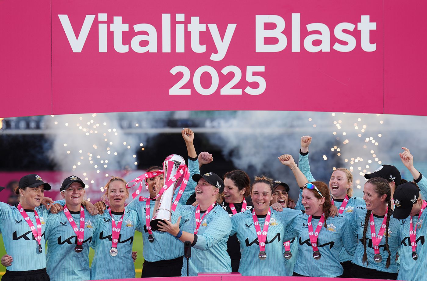 Bryony Smith holds the Blast trophy aloft