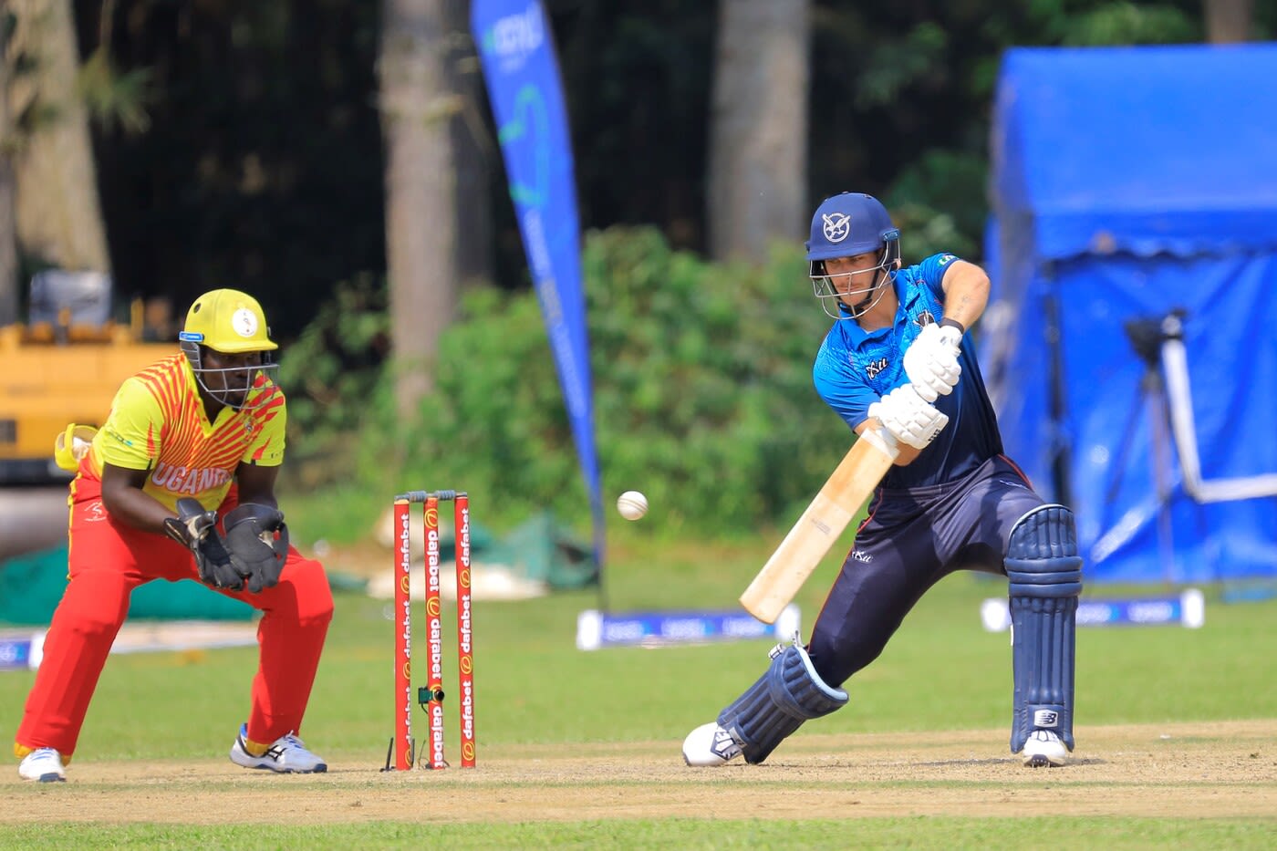 Jan-Izak de Villiers bats during the opening match