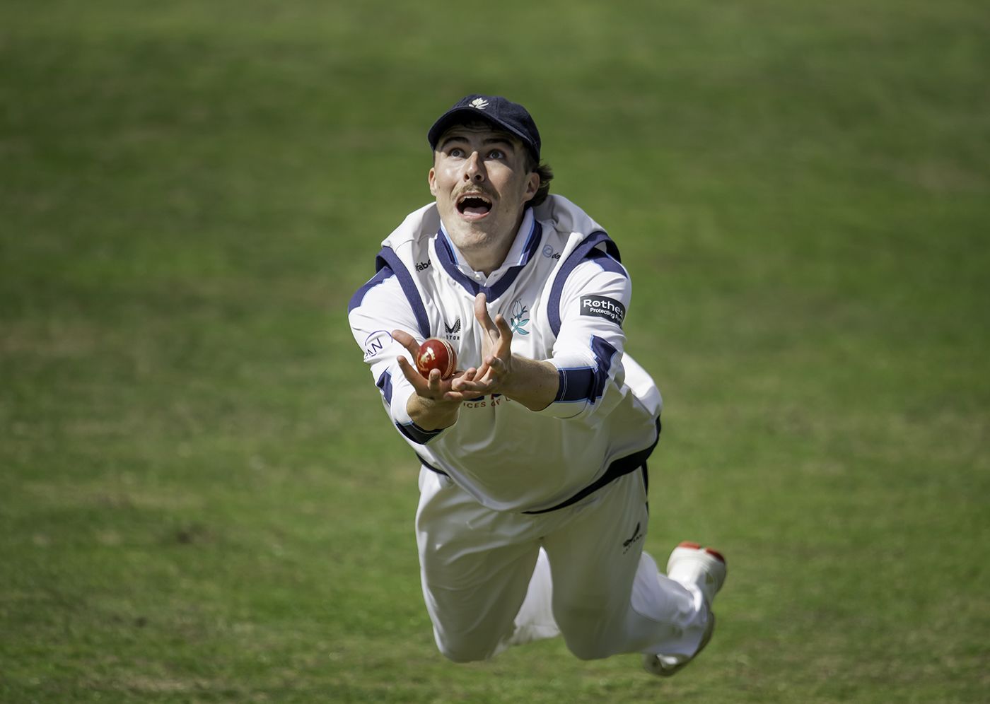 James Wharton pulls off a brilliant diving catch to dismissed Tom Haines
