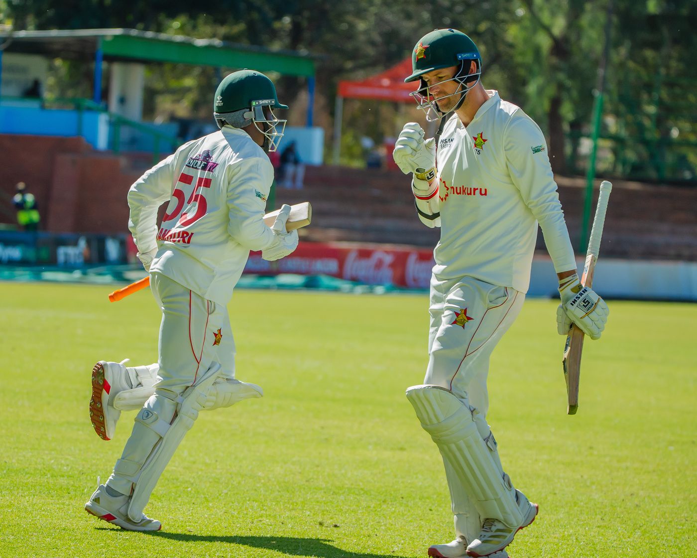 Craig Ervine walks off, Newman Nyamhuri walks on