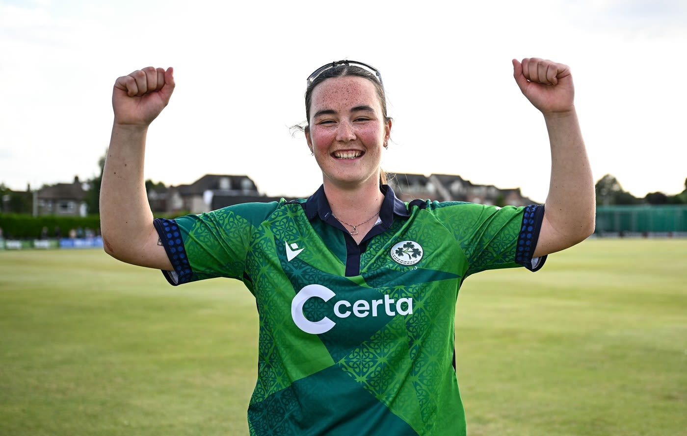 Jane Maguire hit a last-ball six to win it for Ireland