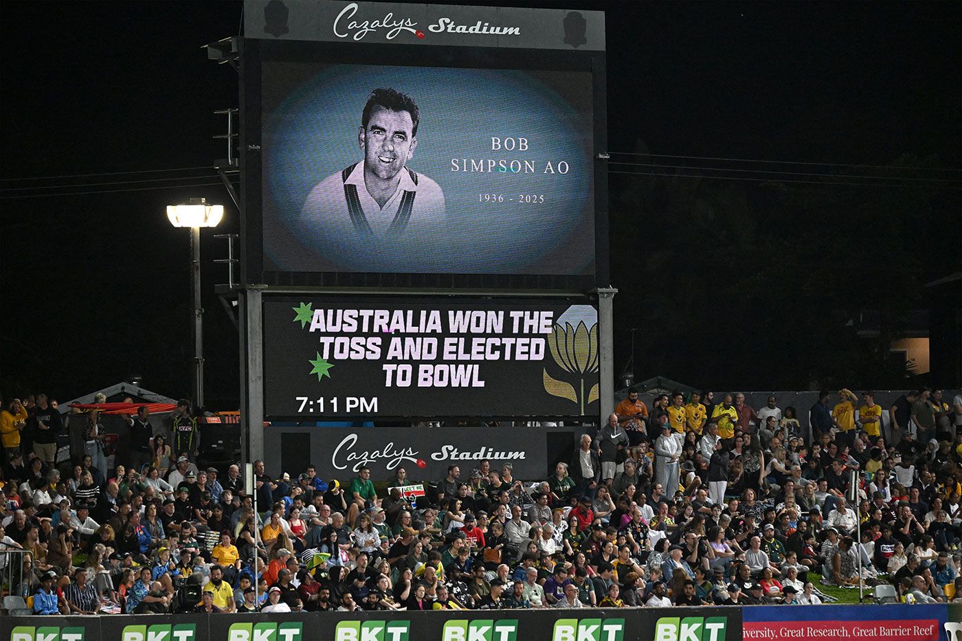 There was a moment of silence for Bob Simpson before play in Cairns