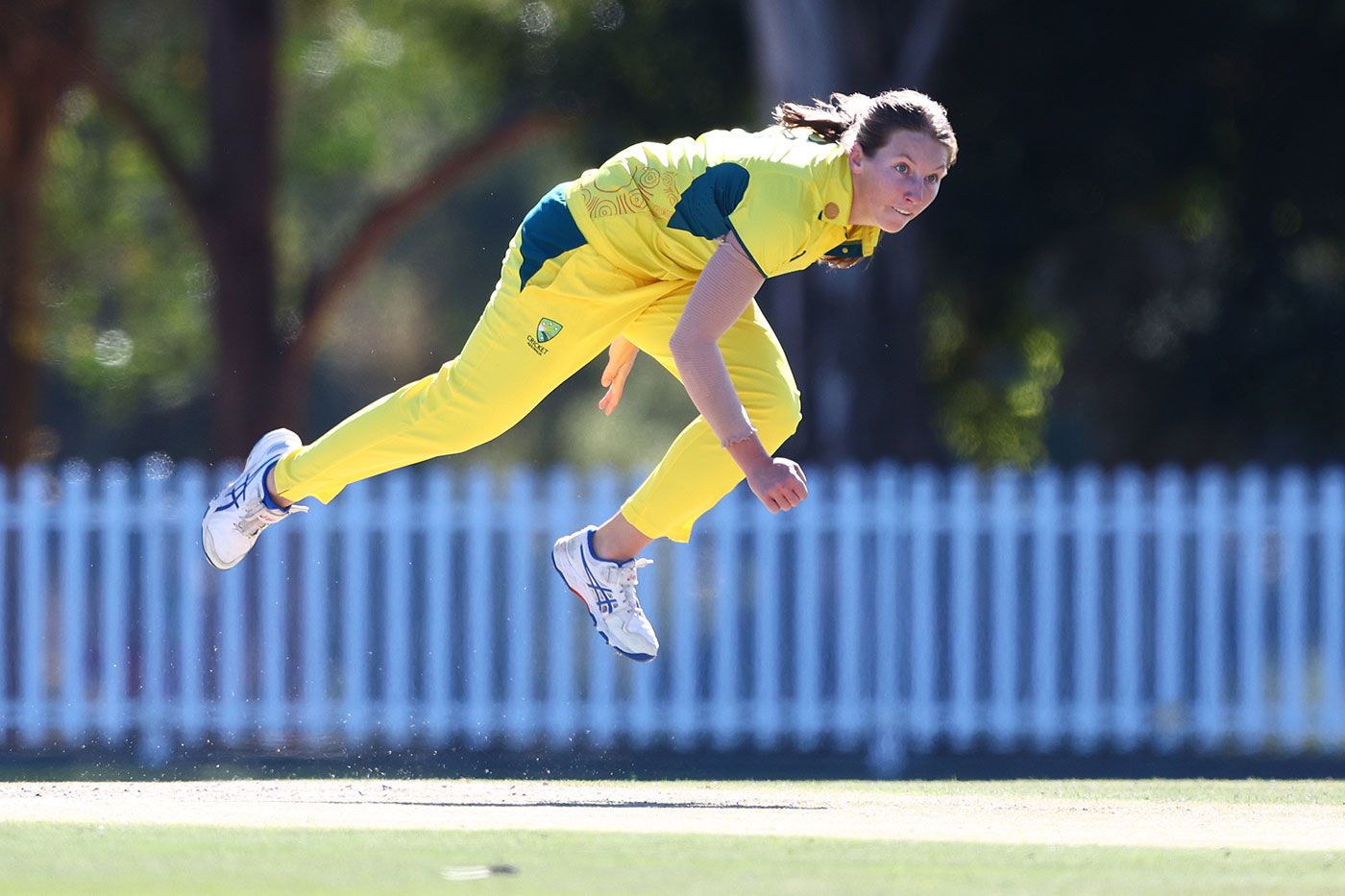 Darcie Brown flies through the crease