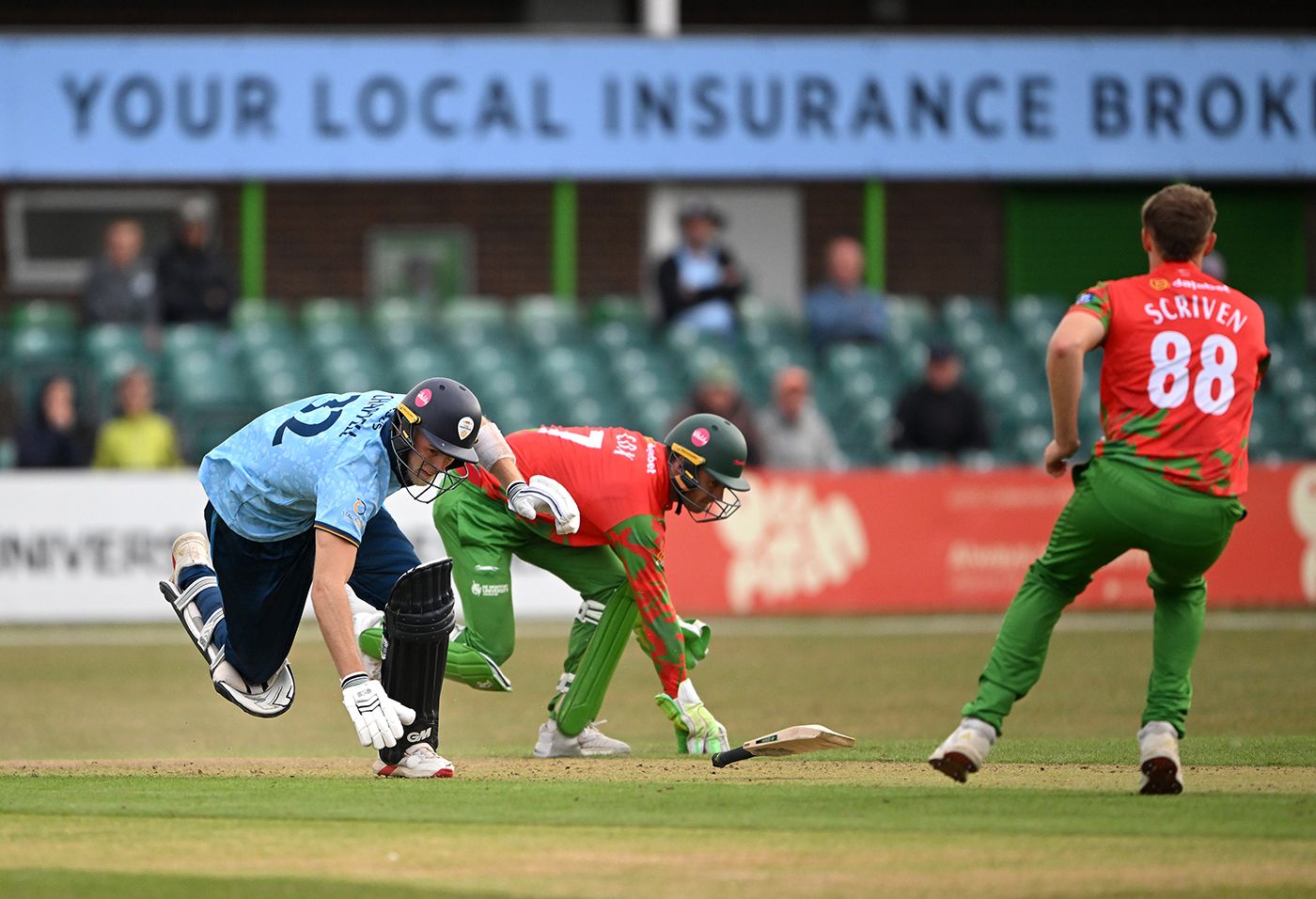 Zak Chappell tries - and fails - to scamper through for the winning run
