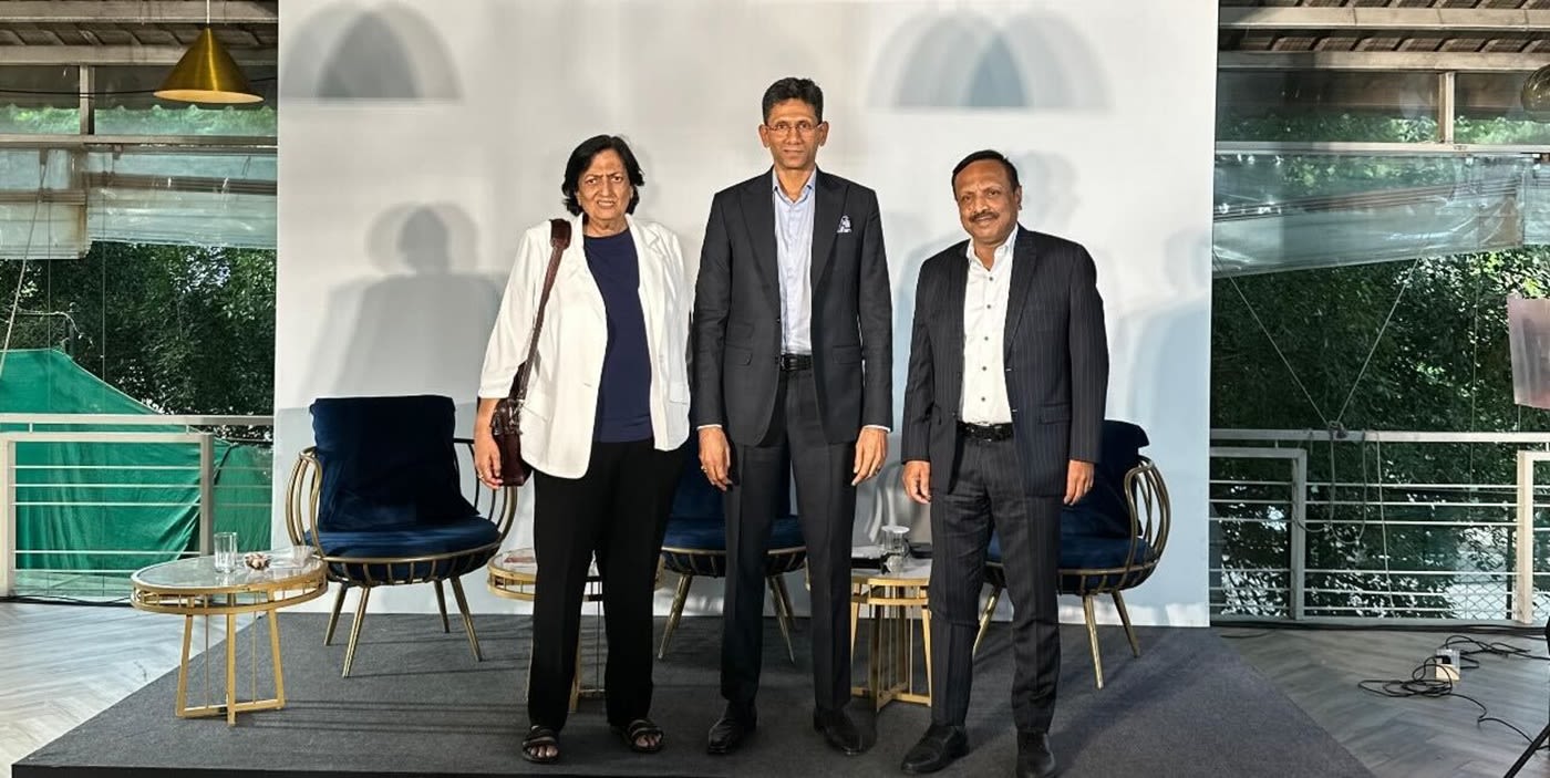Shantha Rangaswamy, Venkatesh Prasad and Vinay Mruthyunjaya at an event in Bengaluru