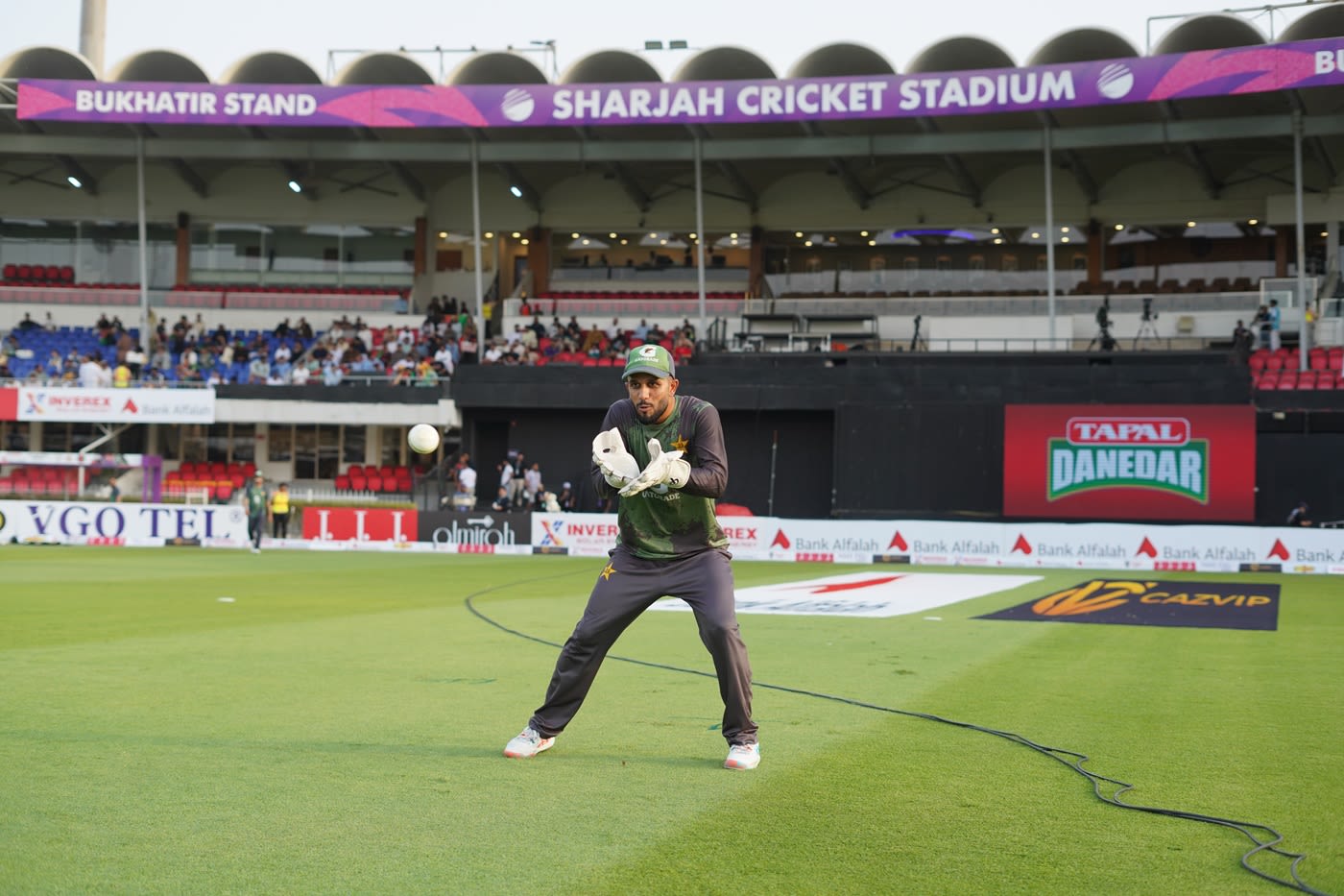 Mohammad Haris undertakes wicketkeeping drills