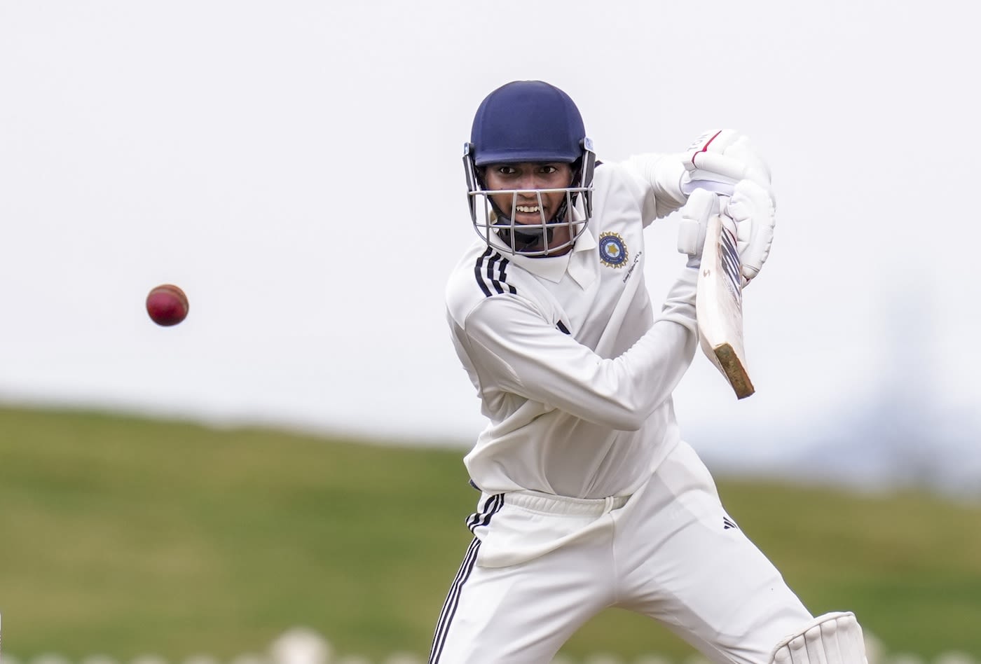 Yash Dhull cuts the ball on his way to a half-century