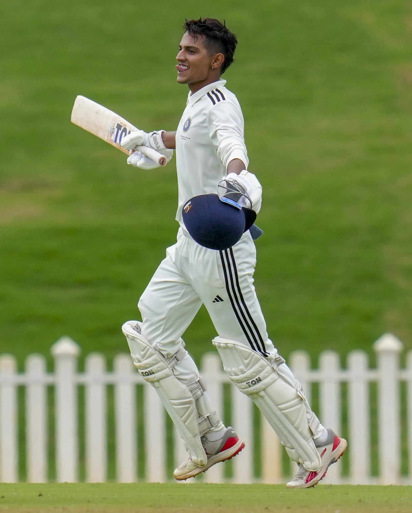 Yash Dhull celebrates his hundred