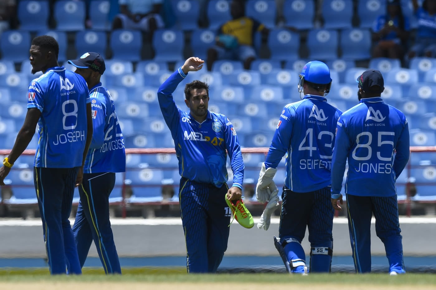 Tabraiz Shamsi celebrates a wicket