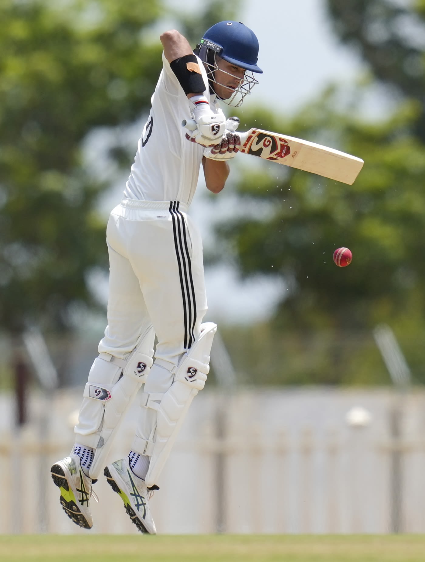 Aarya Desai tackles a short ball