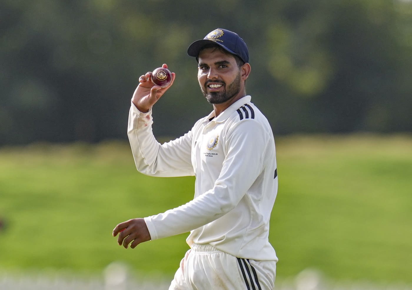 Nishant Sindhu is all smiles after taking a five-for