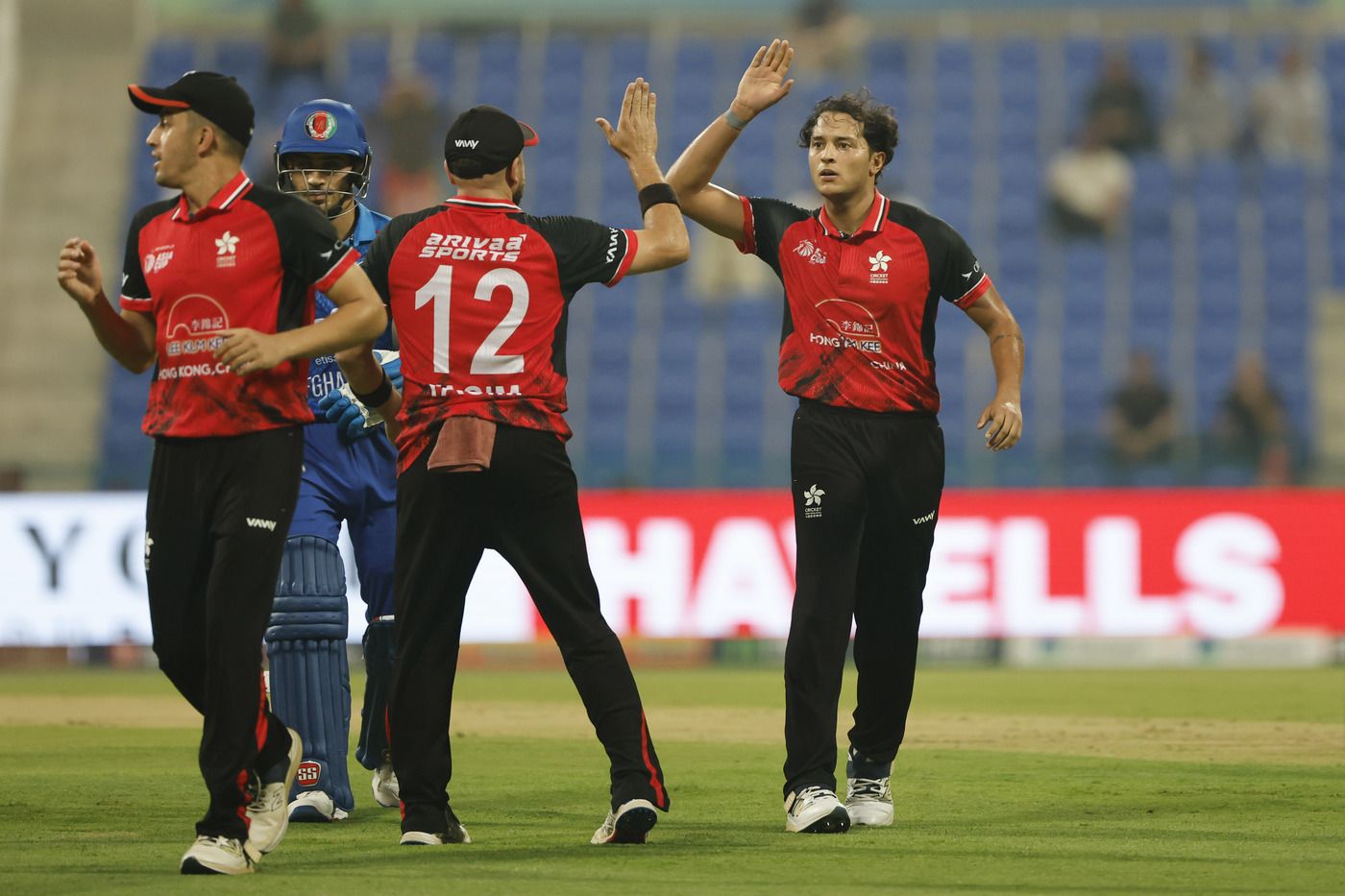 Ayush Shukla celebrates with his teammates