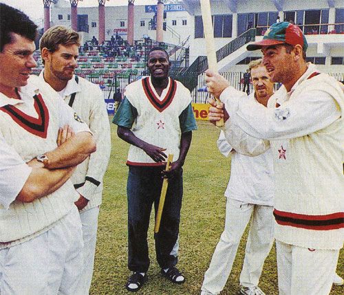 Alastair Campbell celebrates Zimbabwe's first Test series win overseas
