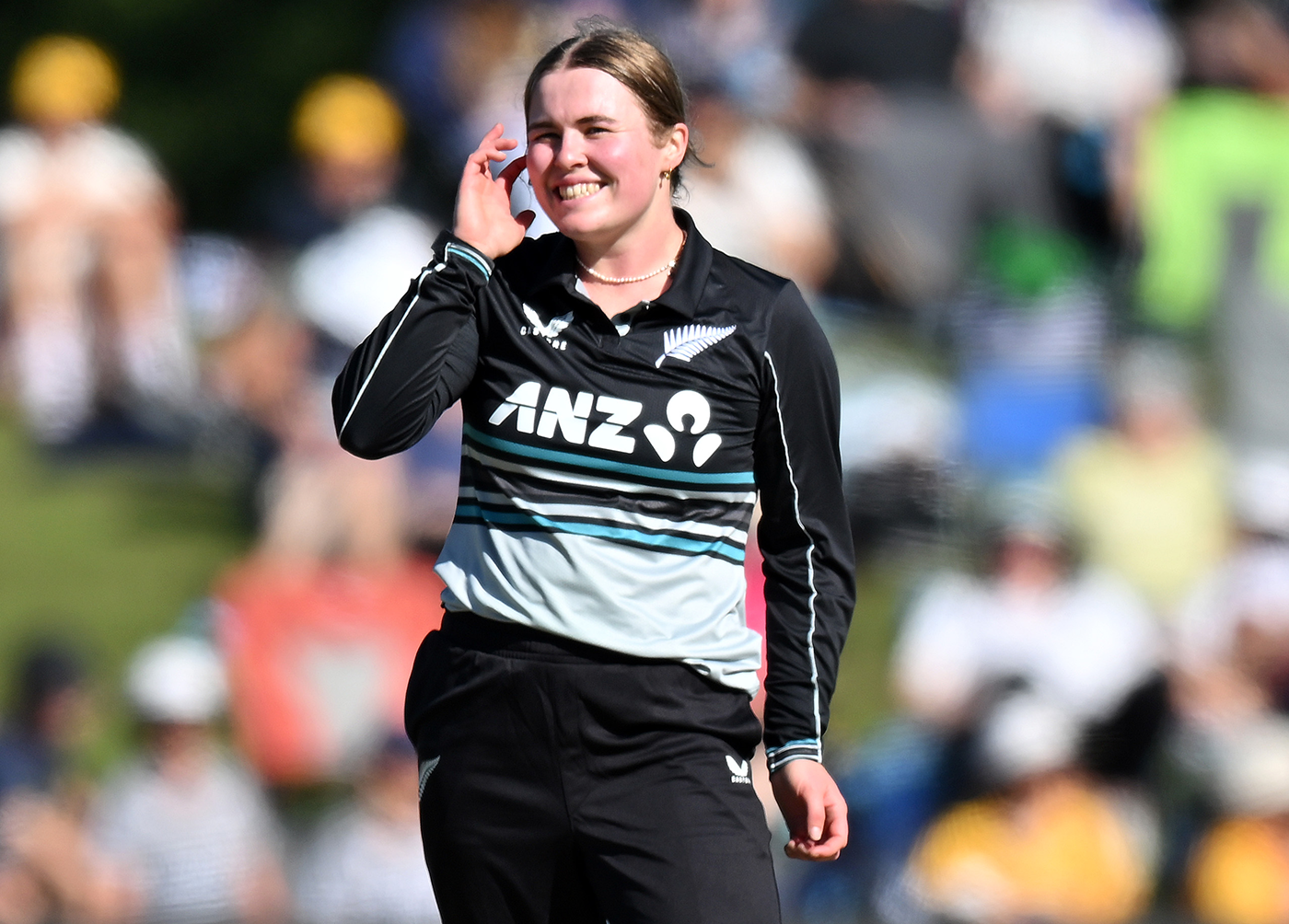 Flora Devonshire during her T20I debut