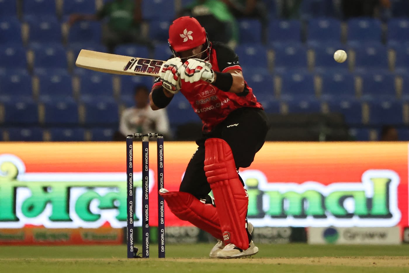 Zeeshan Ali shapes to duck under a bouncer