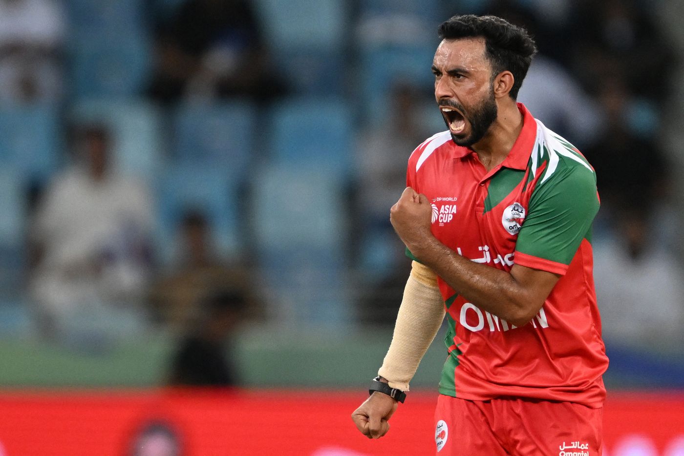 Shah Faisal celebrates a wicket