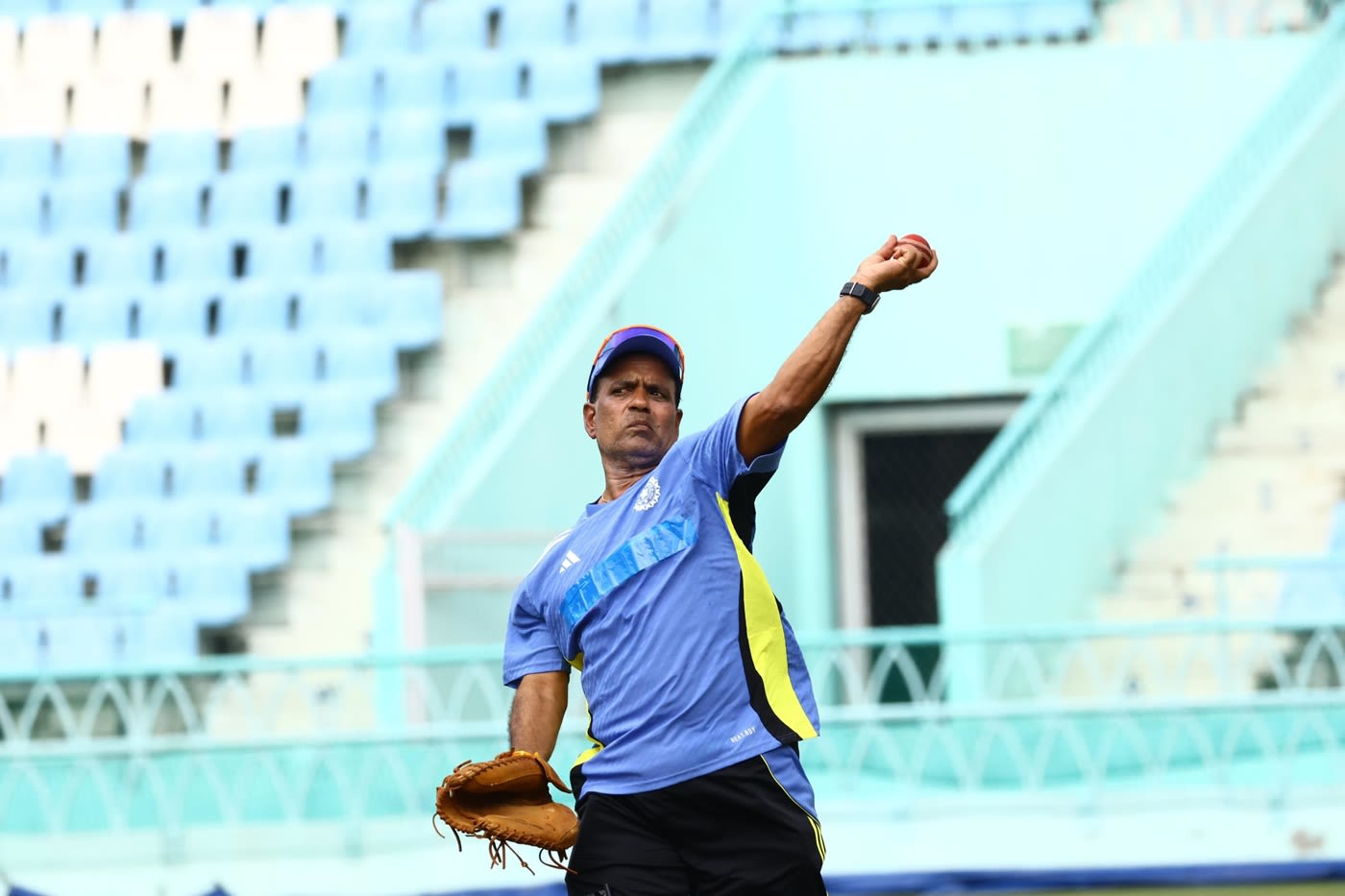 Bowling coach Sunil Joshi in action