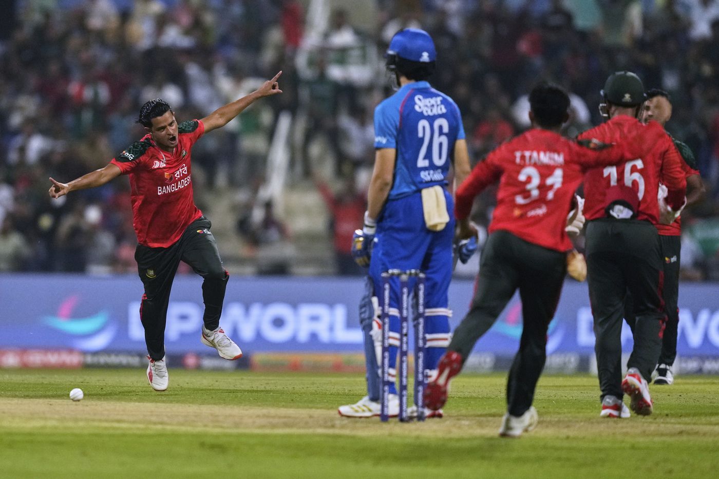 Nasum Ahmed wheels ahead during his celebration