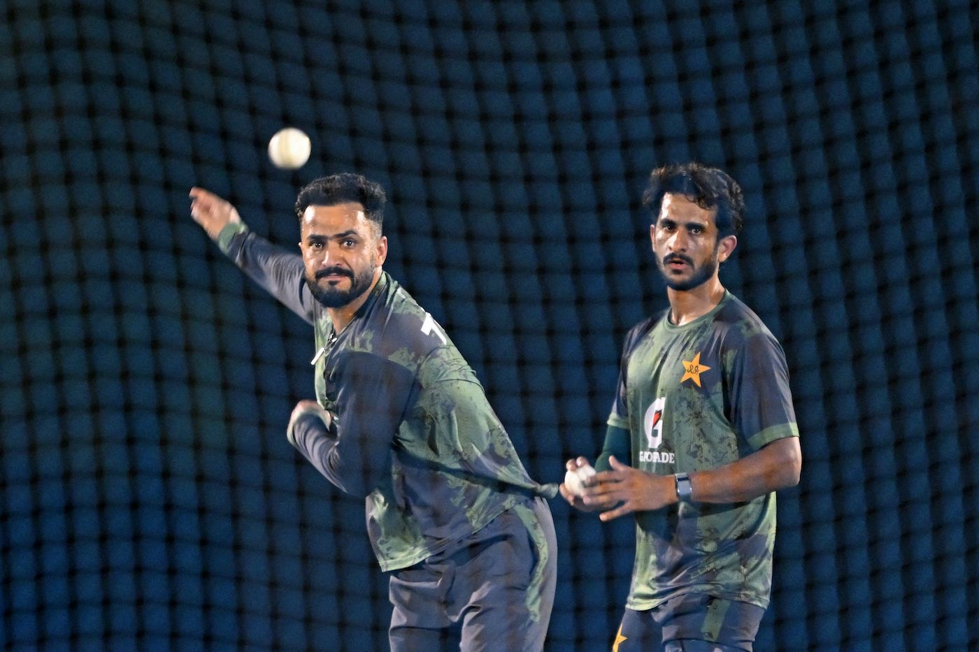 Mohammad Nawaz and Hasan Ali in the nets