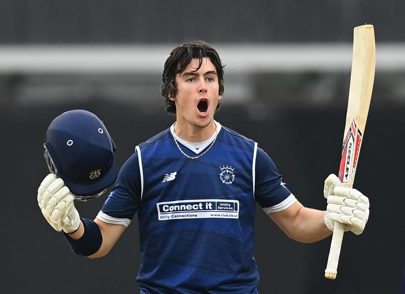 Ali Orr celebrates his century in the final