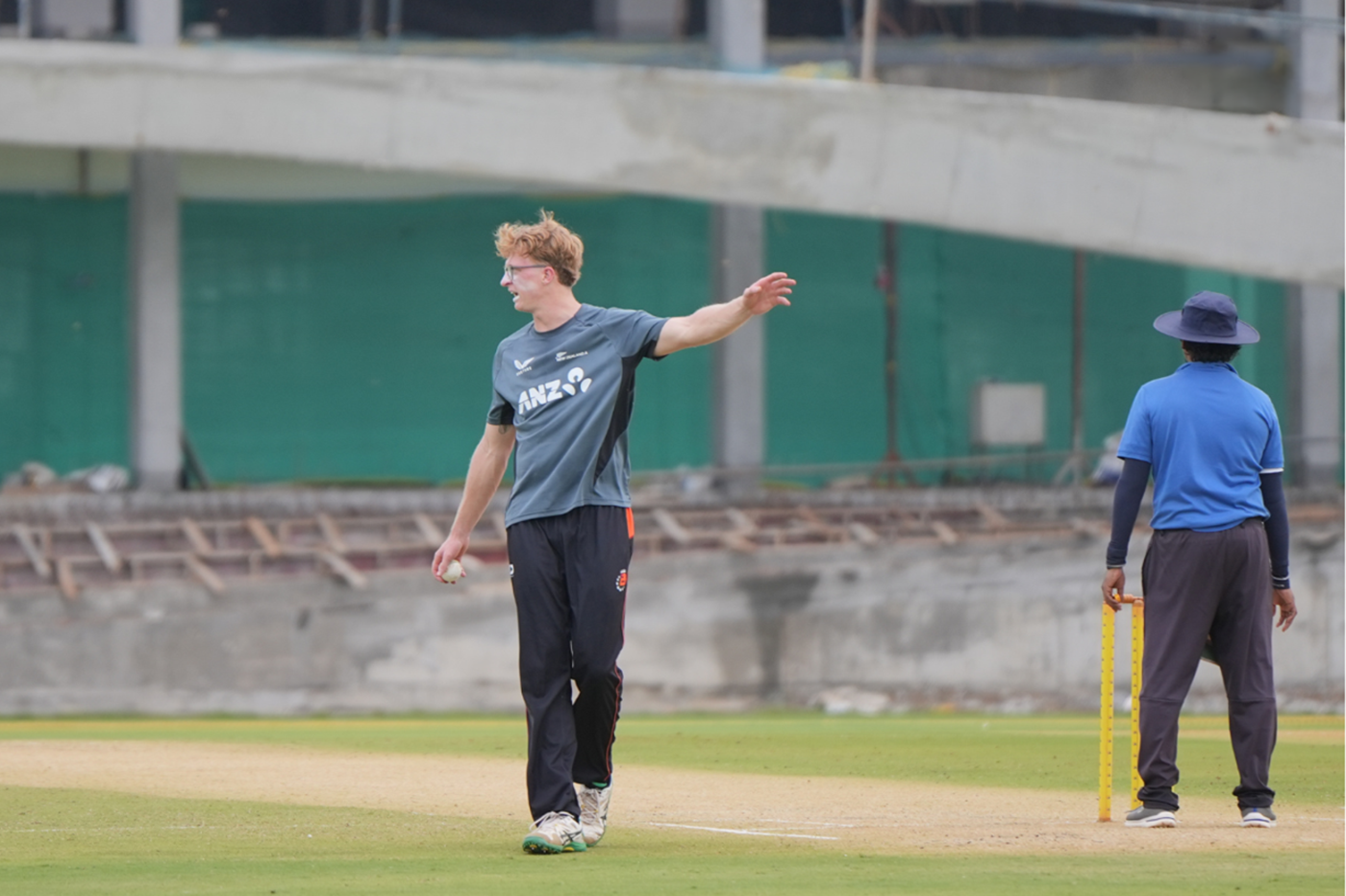 Tim Pringle prepares to bowl at the CSK Academy in Chennai