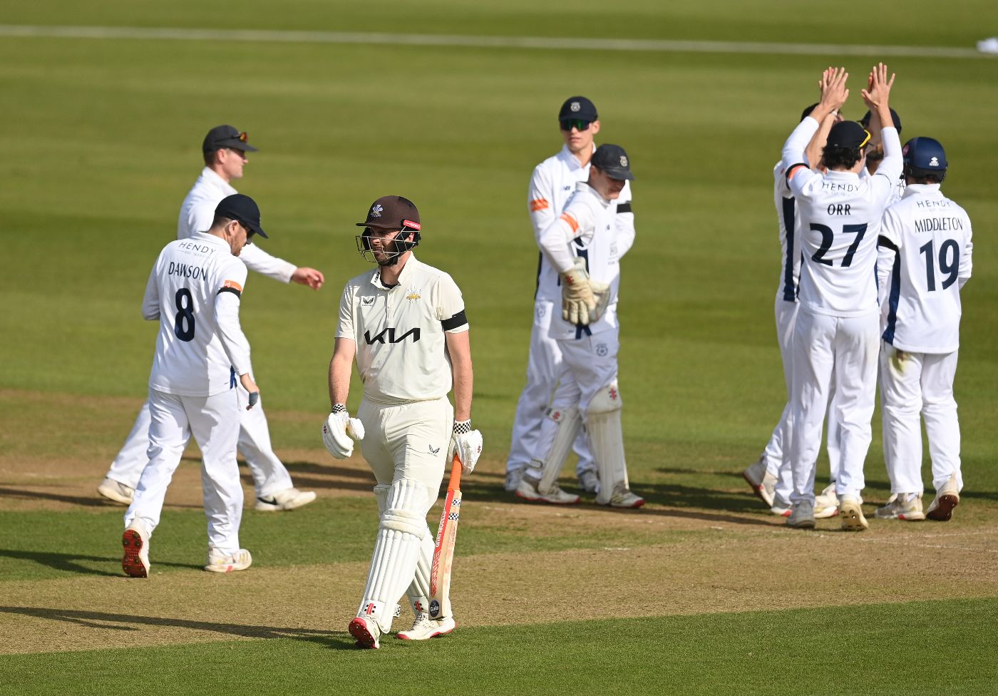 Dom Sibley fell to Kyle Abbott as Surrey stumbled against Hampshire