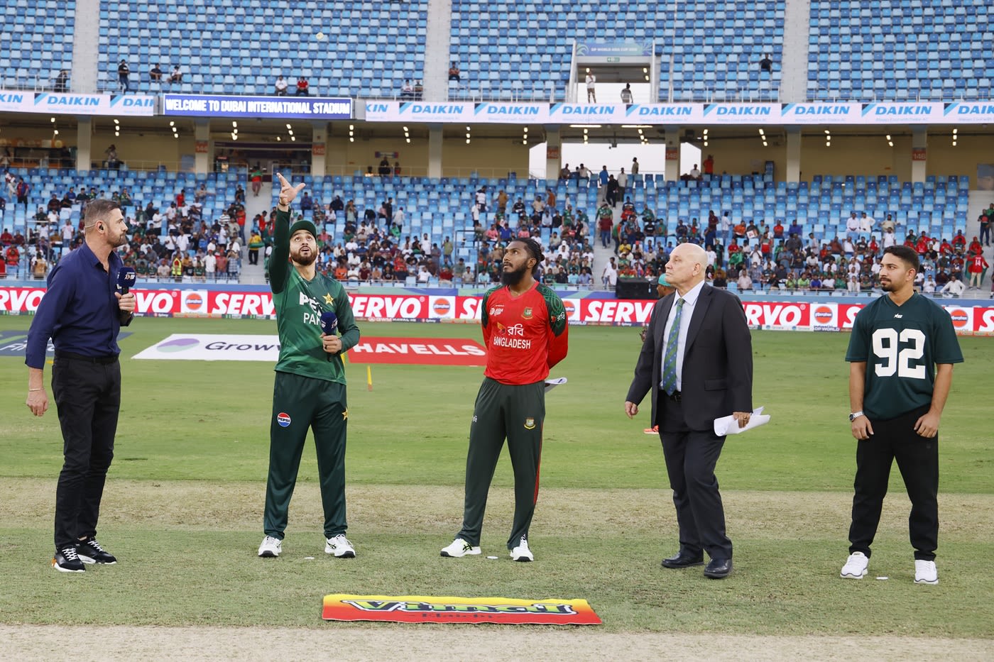 Jaker Ali opted to bowl against Salman Agha's side