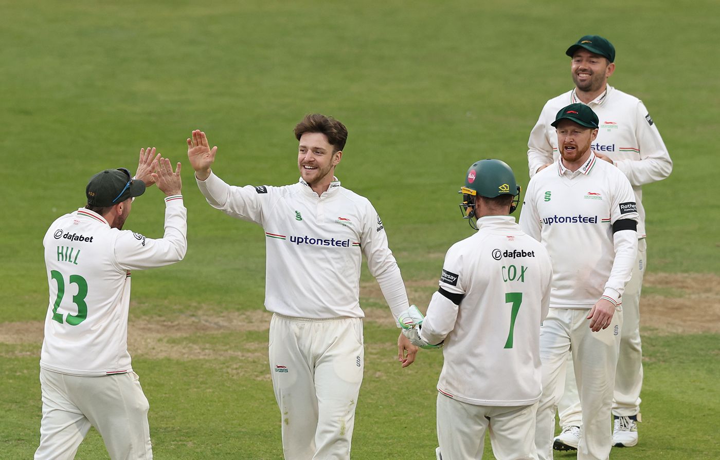 Liam Trevaskis celebrates a wicket