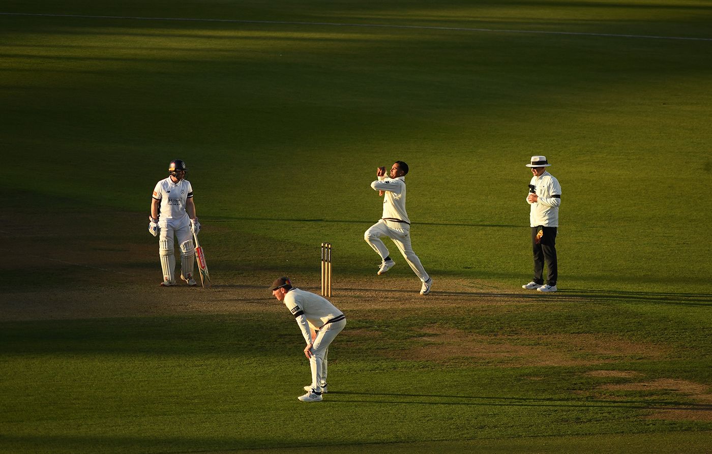 Rahul Chahar bowls on Surrey debut