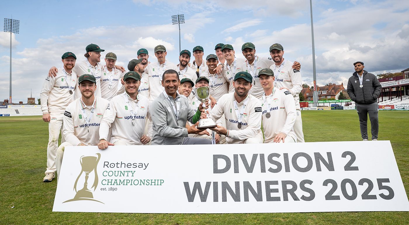 Leicestershire were presented with the Division Two winners trophy