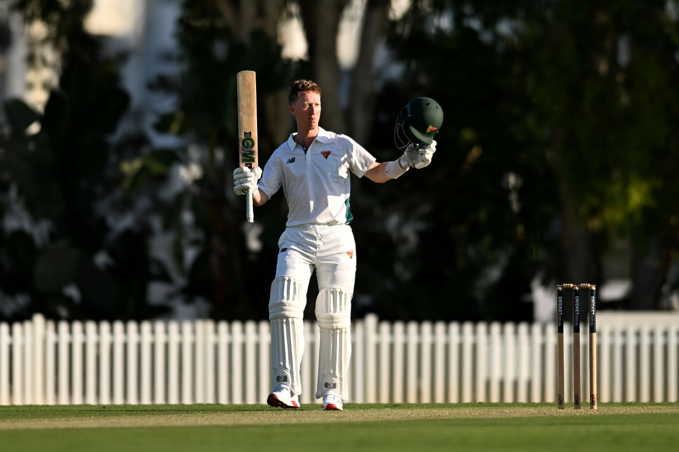Jordan Silk celebrates his century