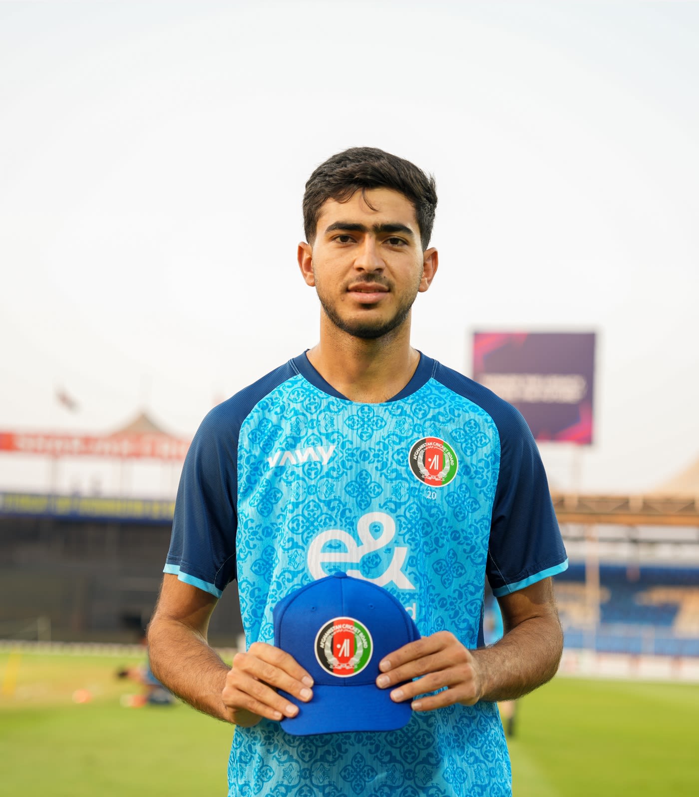 Bashir Ahmad with his cap on debut