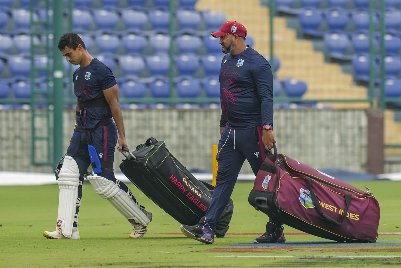 Tagenarine Chanderpaul and Ravi Rampaul arrive for training