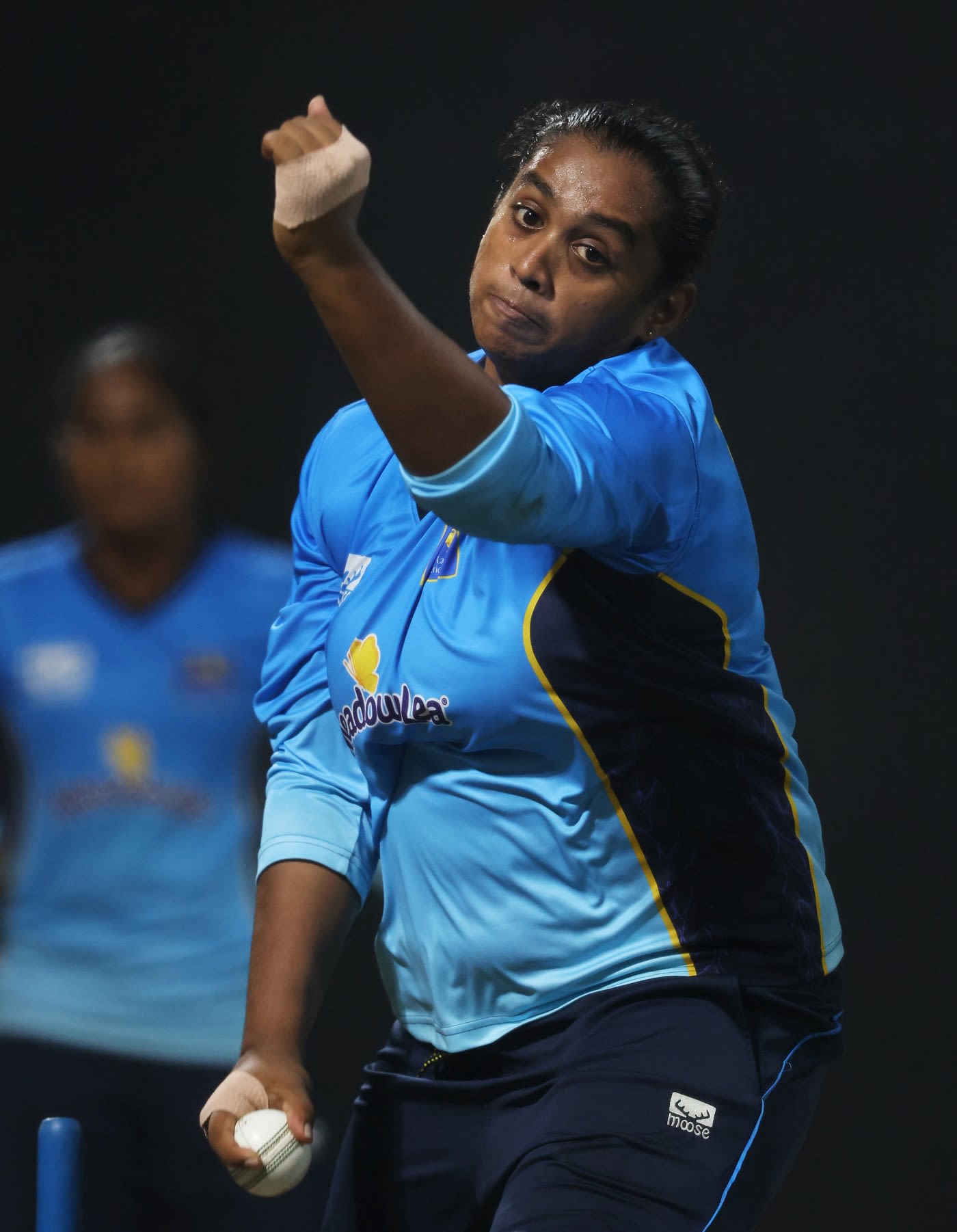 Dewmi Vihanga bowls during training