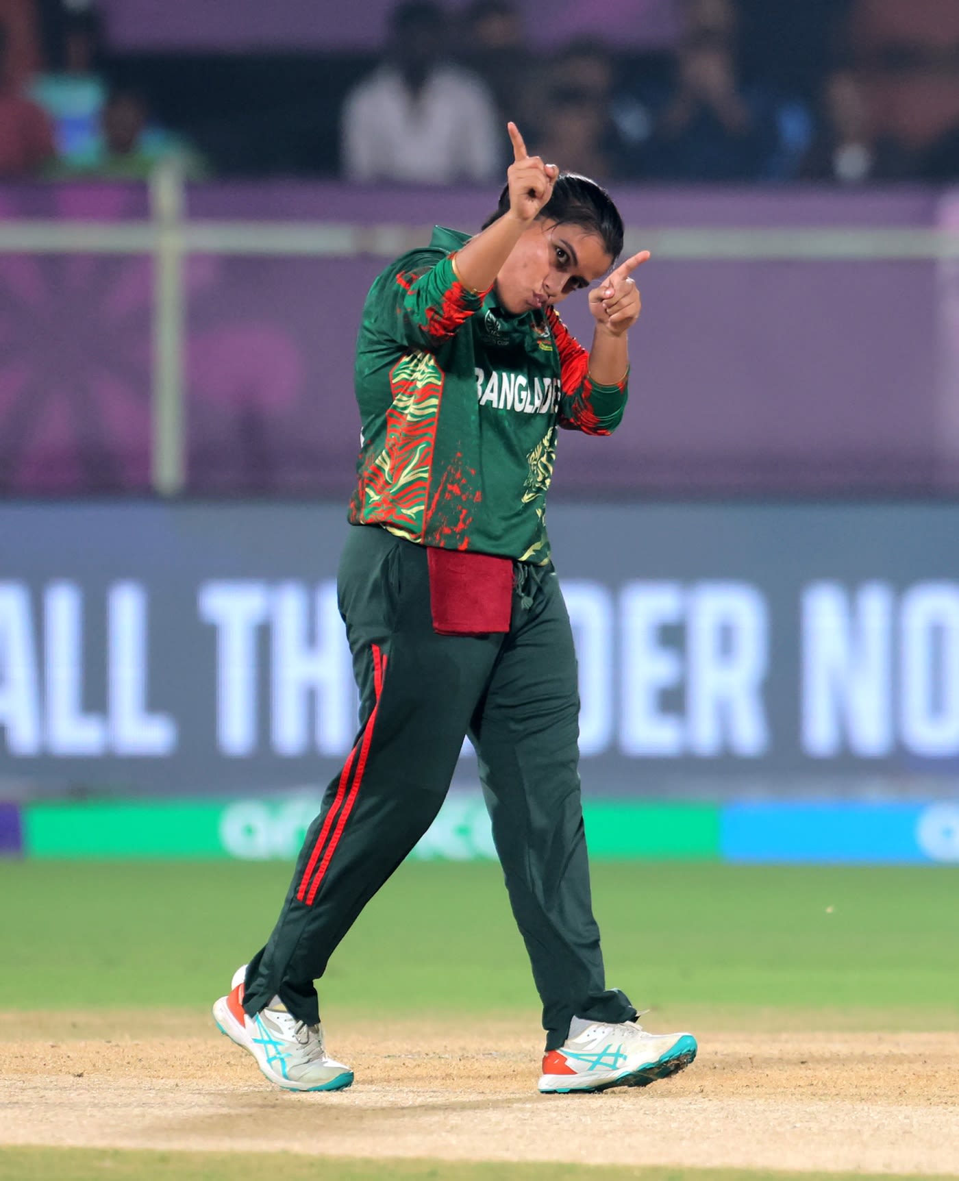 Nahida Akter dismissed Tazmin Brits for a first-ball duck